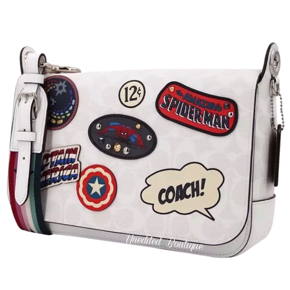 COACH MARVEL Jes Messenger Handbag With Patches - Picture 2 of 8